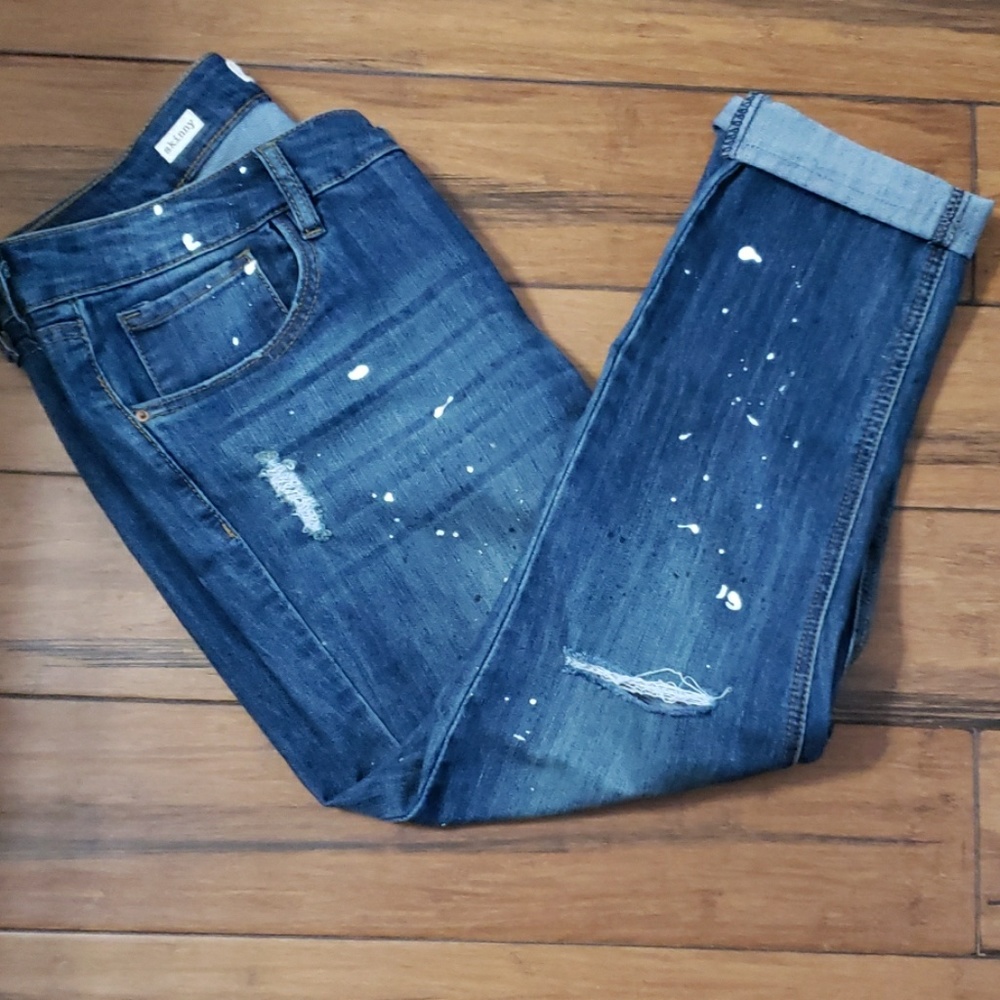 Dollhouse paint splash. Blue jeans,